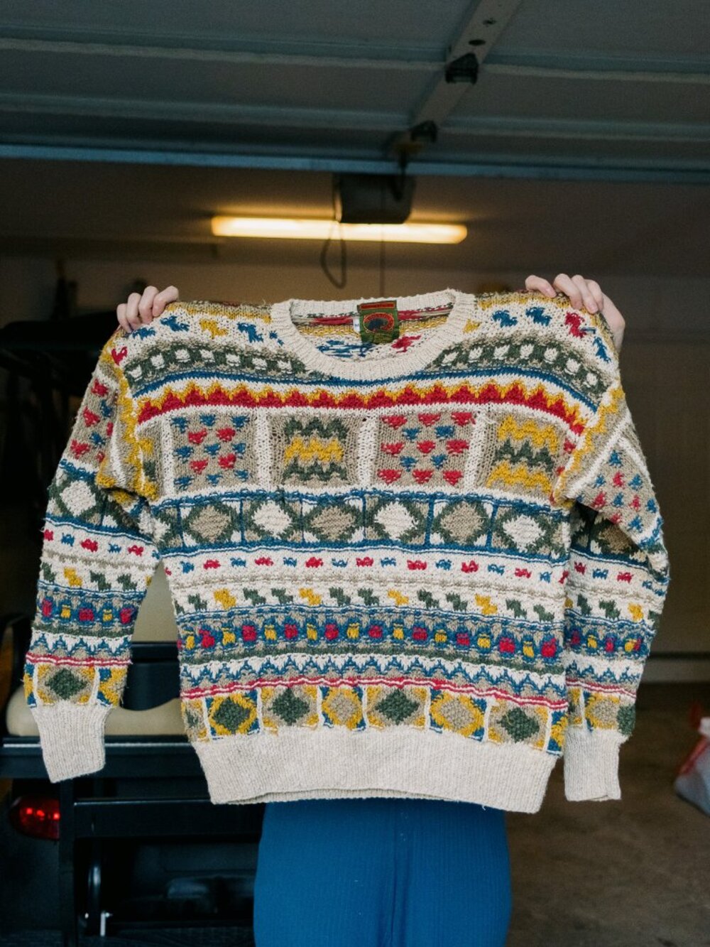 Vintage Boston Traders Oversized Multicolor Linen and Cotton Sweater